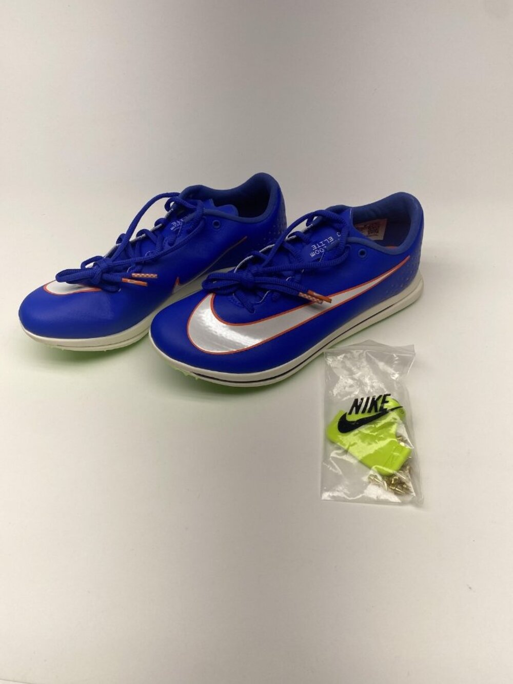 Nike Zoom Elite Track Spikes Shoes Men's Sz 9.5 Blue Orange White Sprint Cleats